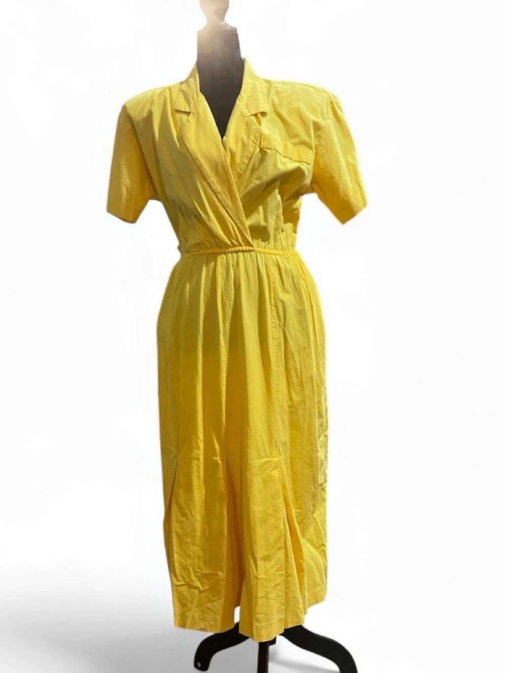 Vintage 1970s Rabbit Rabbit Designs Yellow Cotton Dress  size 9-10